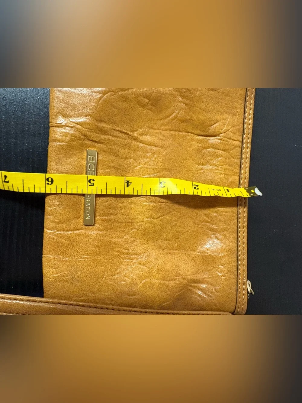 BCBG Generation Mustard Yellow Crossbody Bag Textured Zip Top Purse
